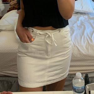 white denim skirt 🤍